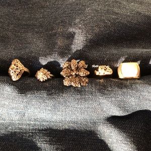 Set of 5 Size 8 assorted Cocktail Rings